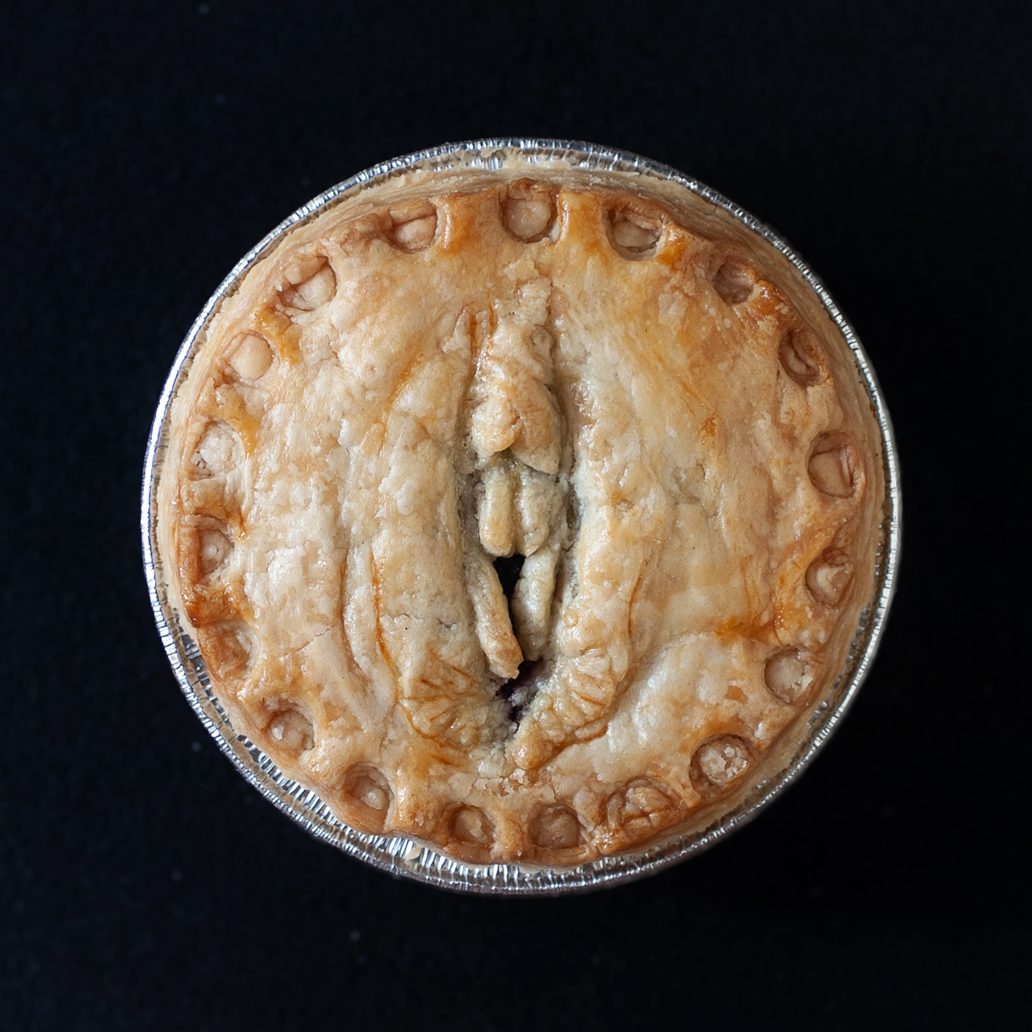 Baked pie 2, pie crust art looks like a vulva