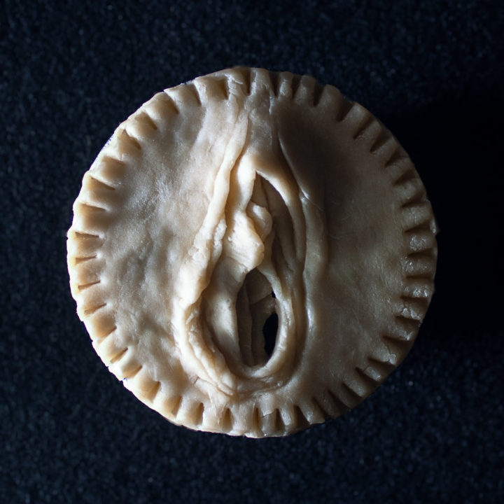 Pie 3, a pie crust art sculpted to appear like a vulva