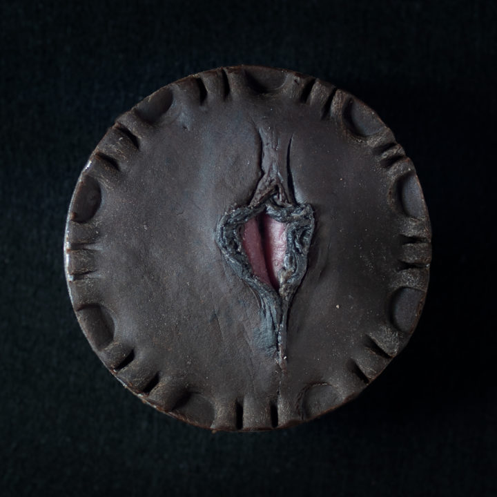 Pie crust design that looks like a vulva with darker inner labia to demonstrate vulva diversity