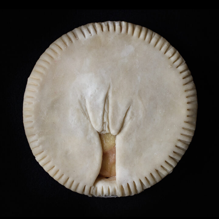 Unbaked Pie 90 with hand sculpted vulva art